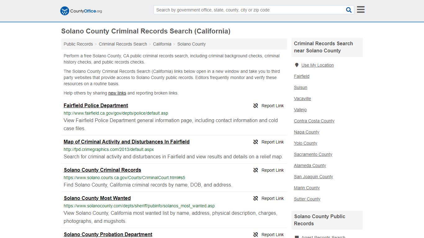 Criminal Records Search - Solano County, CA (Arrests ...